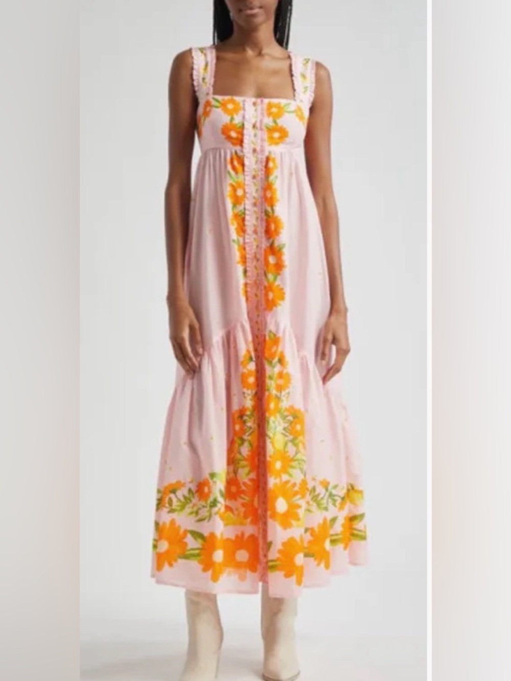 FARM Rio Pink Orange Floral Maxi Dress Size S